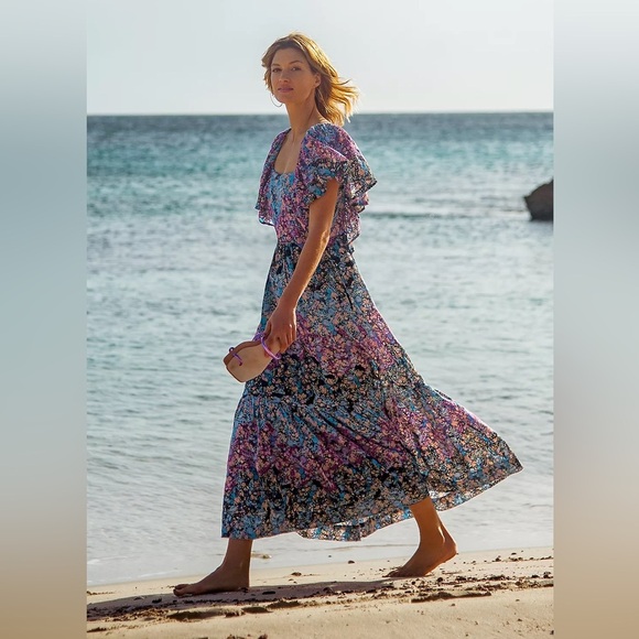 Anthropologie Clementina Eyelet Floral Boho Maxi Dress Women’s Size M - Picture 1 of 16